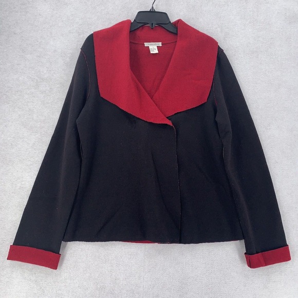 Yvonne & Marie Cardigan Sweater Red 100%‎ Wool Snap Buttons Classic Womens Lg - Picture 1 of 15